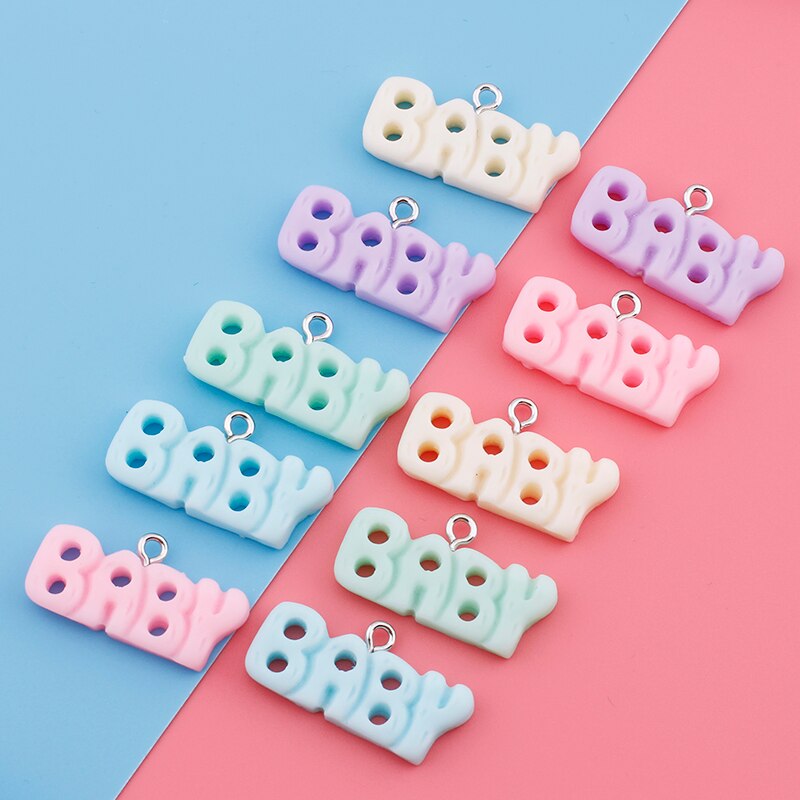 Dijes de letras de bebé, dijes colgantes de resina para pendientes, collar, pulsera, llavero, suministros de fabricación de joyas Diy, accesorios, 10 piezas