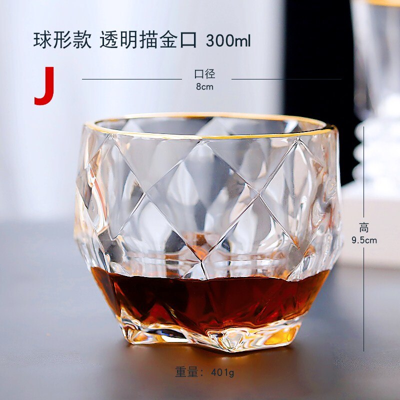 Gold Rim Whiskey Glass Mug Irregular Shape Whisky Glass Wine Glass Beer Glass Cups And Mugs Style Transparent Cups: J