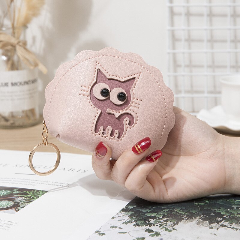 Woman Wallet Animal Cute Decor Coin Purses Girls Key Zipper Change Pouch Mini ID Credit Card Holder Pu Leather: 10