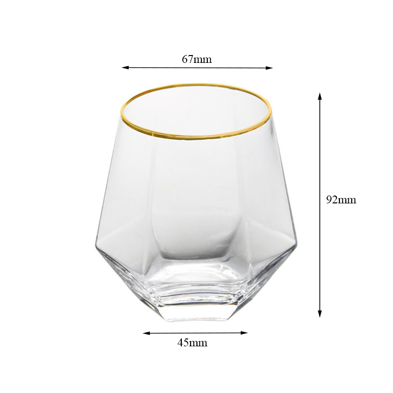 Krystallglass kopp gylden kant gjennomsiktig kaffe melk te krus geometrisk whiskyglass hjem bar drinkware par