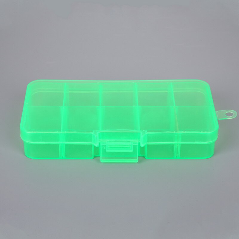 Caja de almacenamiento de plástico transparente ajustable, 10 rejillas de colores para herramientas de costura de componentes pequeños, caja organizadora de botones de cuentas: Green