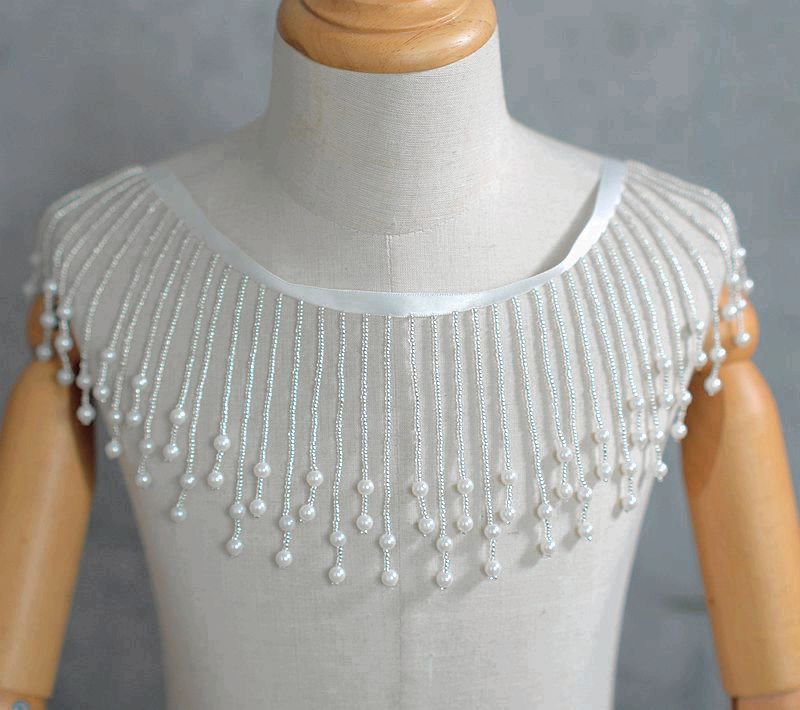 10.5CM szerokie gruszki frezowanie grzywka zakończenie z frędzlami robić sukni ślubnej suknia ślubna kołnierz akcesoria robić dekoracji ramion 2M