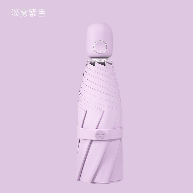 ZUODU Automatic Mini Pocket Umbrella Women Sun Protection Small Portable Ladies Parasol Pink Women Rain Five Folding Umbrella: Violet