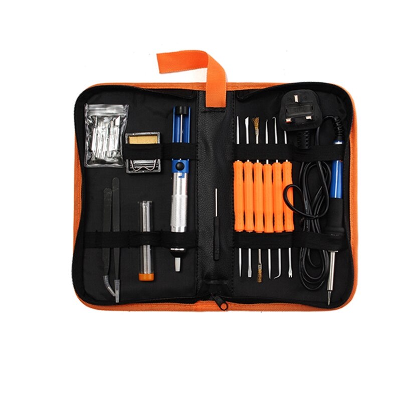 20Pcs Electric Soldering Iron Welding Tool Kit 110V 60W Control Welding Station Tip Case: UK Plug