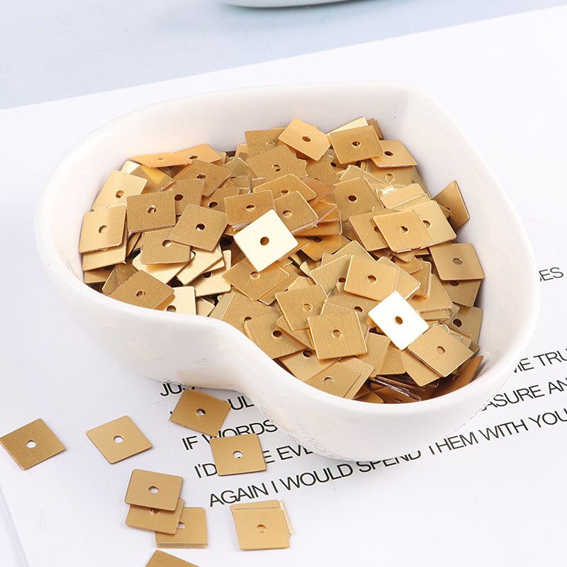 Multi Size 4Mm/5Mm/7Mm Vierkante Pailletten Pailetten/Platte Pvc Sequin Naaien Ambacht, kids Diy Plakboek, Vrouwen Kleding Accessoires: Matt Gold / 5mm 1000pcs 10g