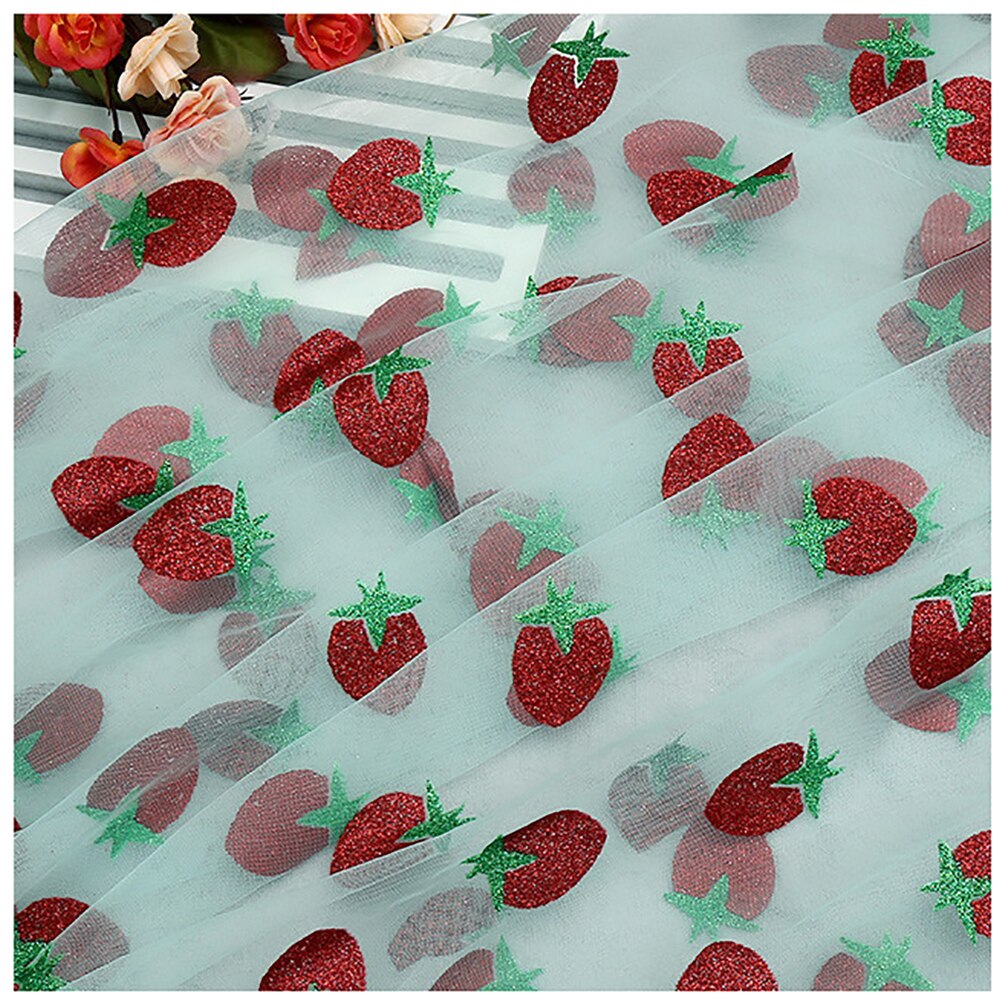 Modieuze Aardbei Tule Stof Gedrukt Mesh Stof Bruiloft Stof Voor Naaien Jurk Meisje Tule Rok 50cmX160cm: 7