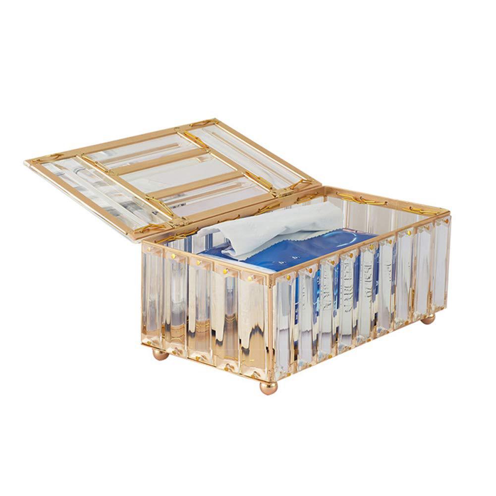 Caja de pañuelos de cristal, caja de almacenamiento, contenedor de papel de vidrio dorado y plateado brillante para el hogar, Hotel, aparador, decoración
