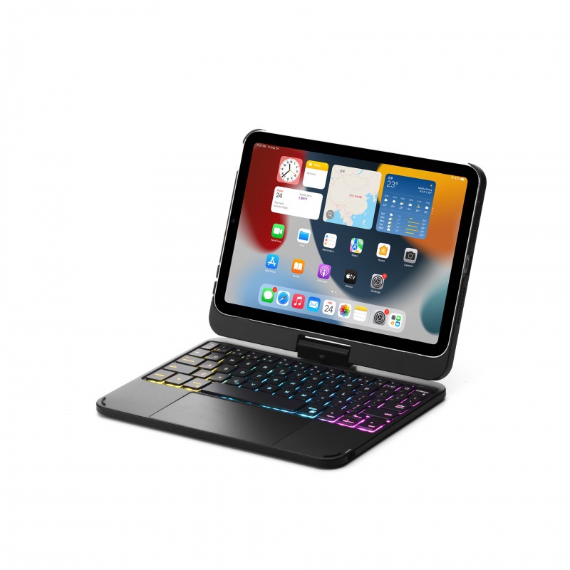 Beskyttende etui til ipad mini 7 med bluetooth-tastatur, 360- gradere rotasjon med berøringsskjerm, mini 6- tastatur med regnbuefarge og 8.3 i