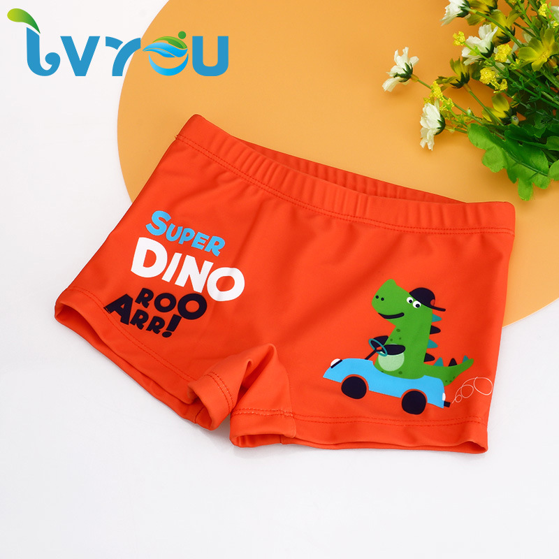 Bebê crianças nadar tronco da criança menino verão dos desenhos animados impresso roupa de banho crianças calções de natação praia terno: Orange / L(17-22KG)