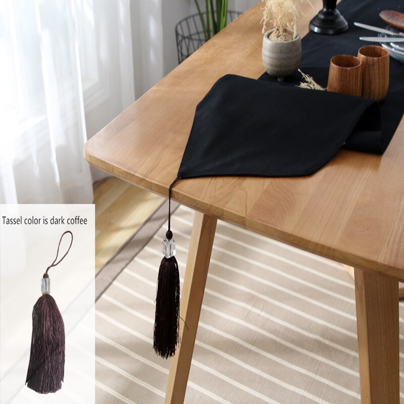 Solid Black/White Table Runners With Tassel Coffee Table Top Cover Home Hotel Tablecloth Modern Runners For Wedding Party Decor