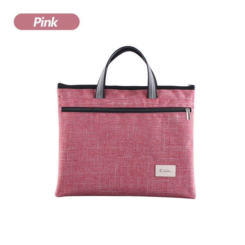 Laptop Aktetas Draagbare Canvas Tas Data Bestand Opbergtas Business Rits Multi-layer Bestand Zak Kantoorbenodigdheden: pink