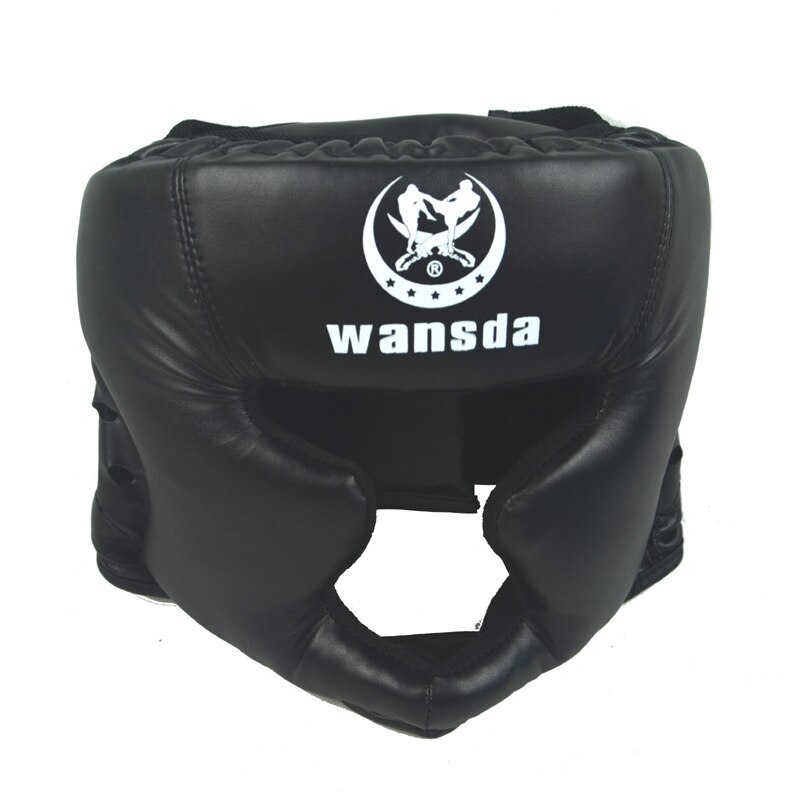 Casco de Kick Boxing para adultos, equipo de entrenamiento, kárate, tailandés, Muay, MMA, Protector de cabeza de lucha libre, 1 ud.: Negro