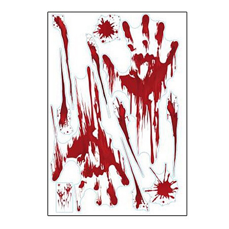 Halloween Bloody Sticker Horror Voetafdruk Decals Bloed Handafdruk Bat Terreur Palm Poster Blooding Festival Glas Decor