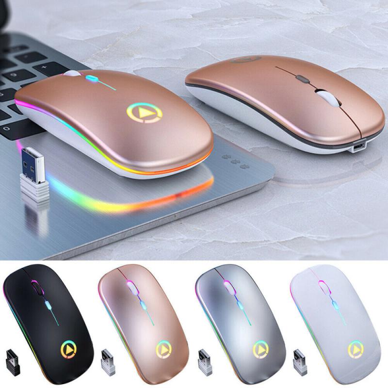 2020 New Ricaricabile 2.4GHz Mouse Senza Fili Del Mouse Retroilluminazione A LED Silenzioso Mouse USB Optical Gaming Mouse Per PC Accessori Per Computer