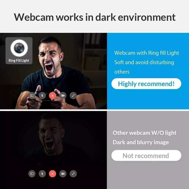 X11-Network Computer Kamera mit Füllen Licht Usb Fahrer-Freies Live Web Klasse Video Konferenz Hd für Live Büro Lehre