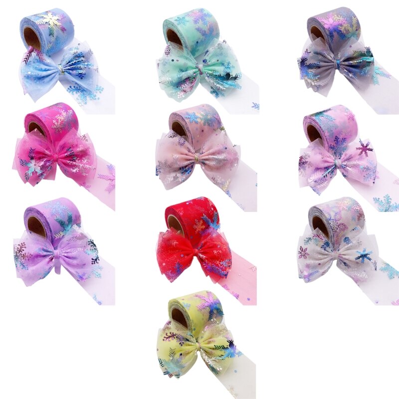25 jardów 6cm wielokolorowy opalizujący wzór płatka śniegu tiul rolki DIY obrus kolorowy tiul rolki DIY łuki ślub M6CD