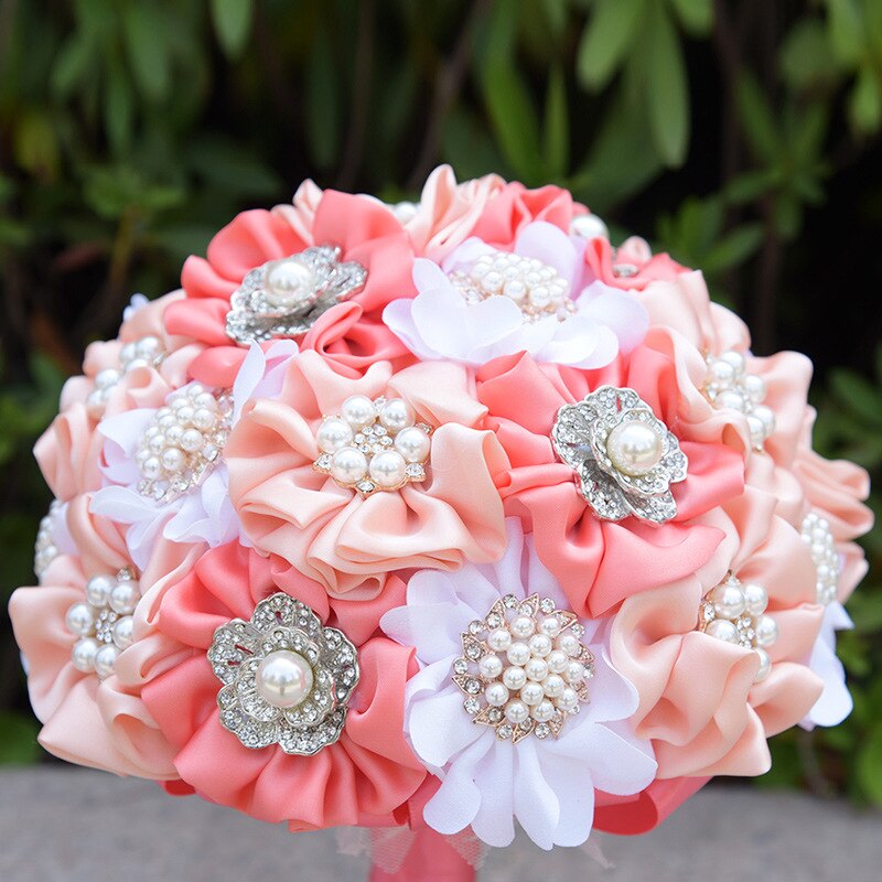 Bridal Bouquets Aristocratic Simulation Pearl Rose Wedding Flowers Bouquet Home Decoration 619