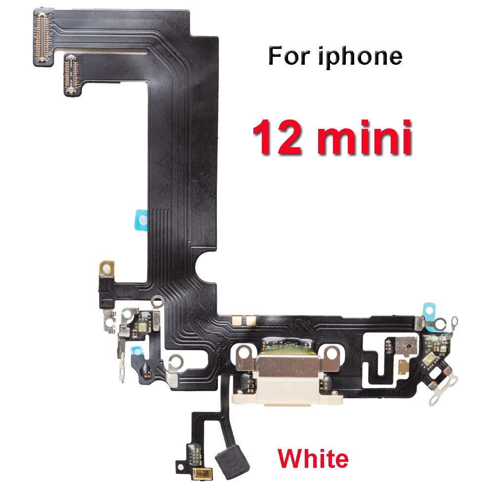 1pcs USB Charging Charger Port Flex Cable For iPhone 11 12 pro Max mini Dock Charger Connector With Microphone Flex Replacement: for 12 mini white