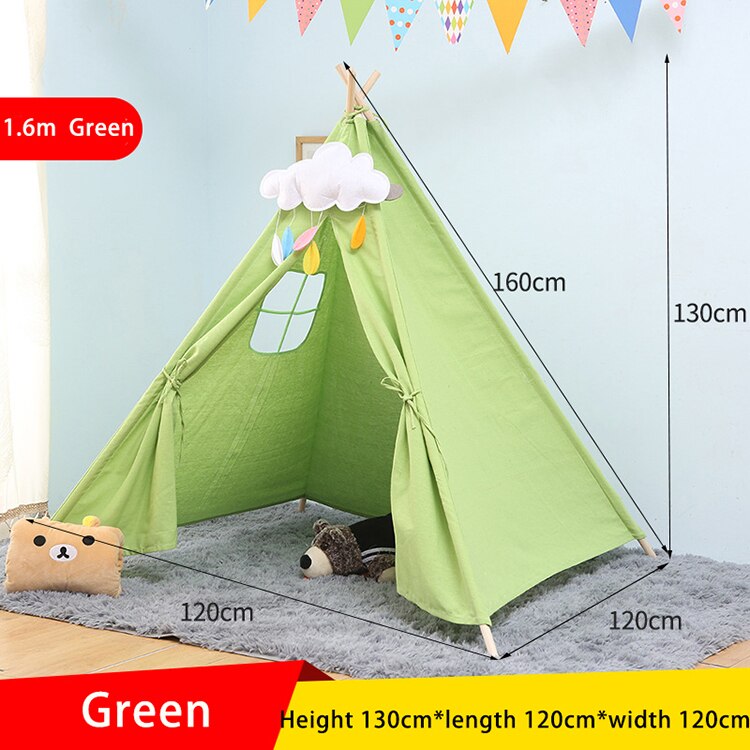 1.6M tenda per bambini Tipi per bambini pieghevole Teepee Playhouse tenda da gioco al coperto per giochi per bambini tende giocattolo: XM-WG-004-1.6-Green
