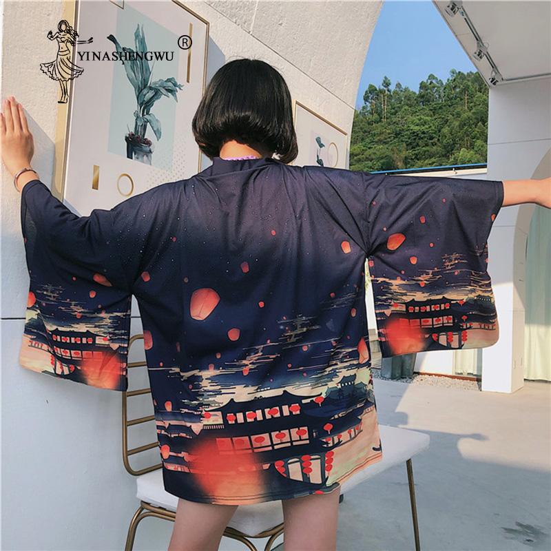 Japanese Kimono Traditional Cardigan Casual Yukata Women Japan Kimono Cosplay Costume Asia Vintage Print Blouses Couple Shirts