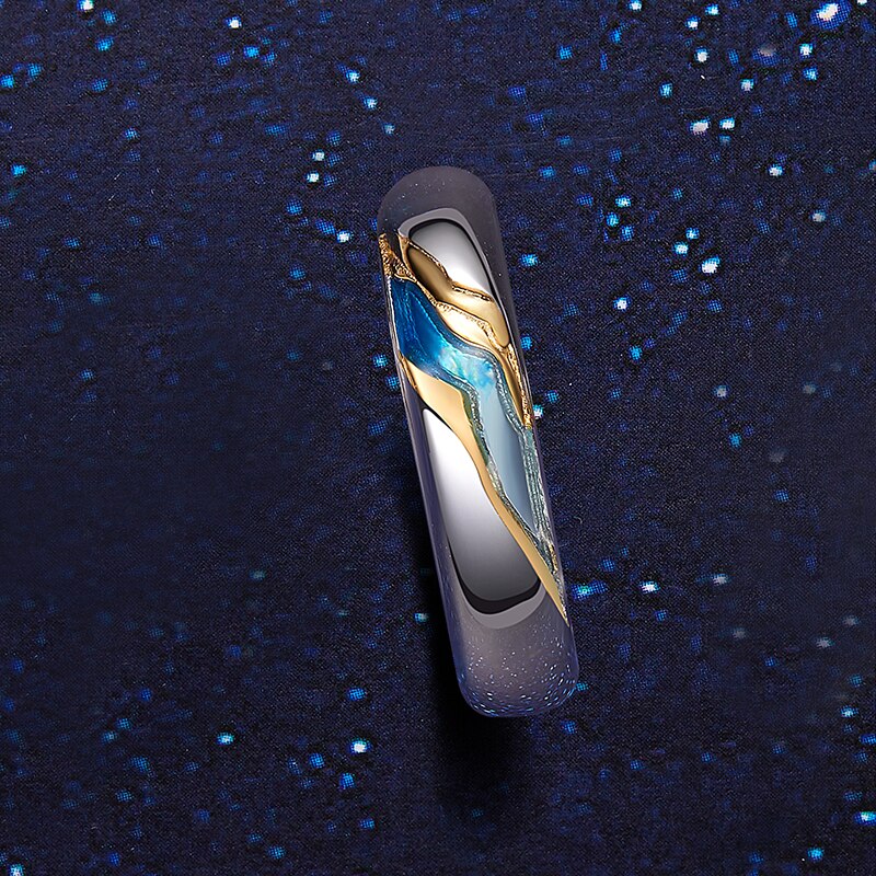 Thaya 925 Silber Himmel sternenklar Paar Ring Für Liebhaber Einstellbare Öffnen Emaille Valentinstag Für Frauen männer Edlen Schmuck: Himmel sternenklar männlich