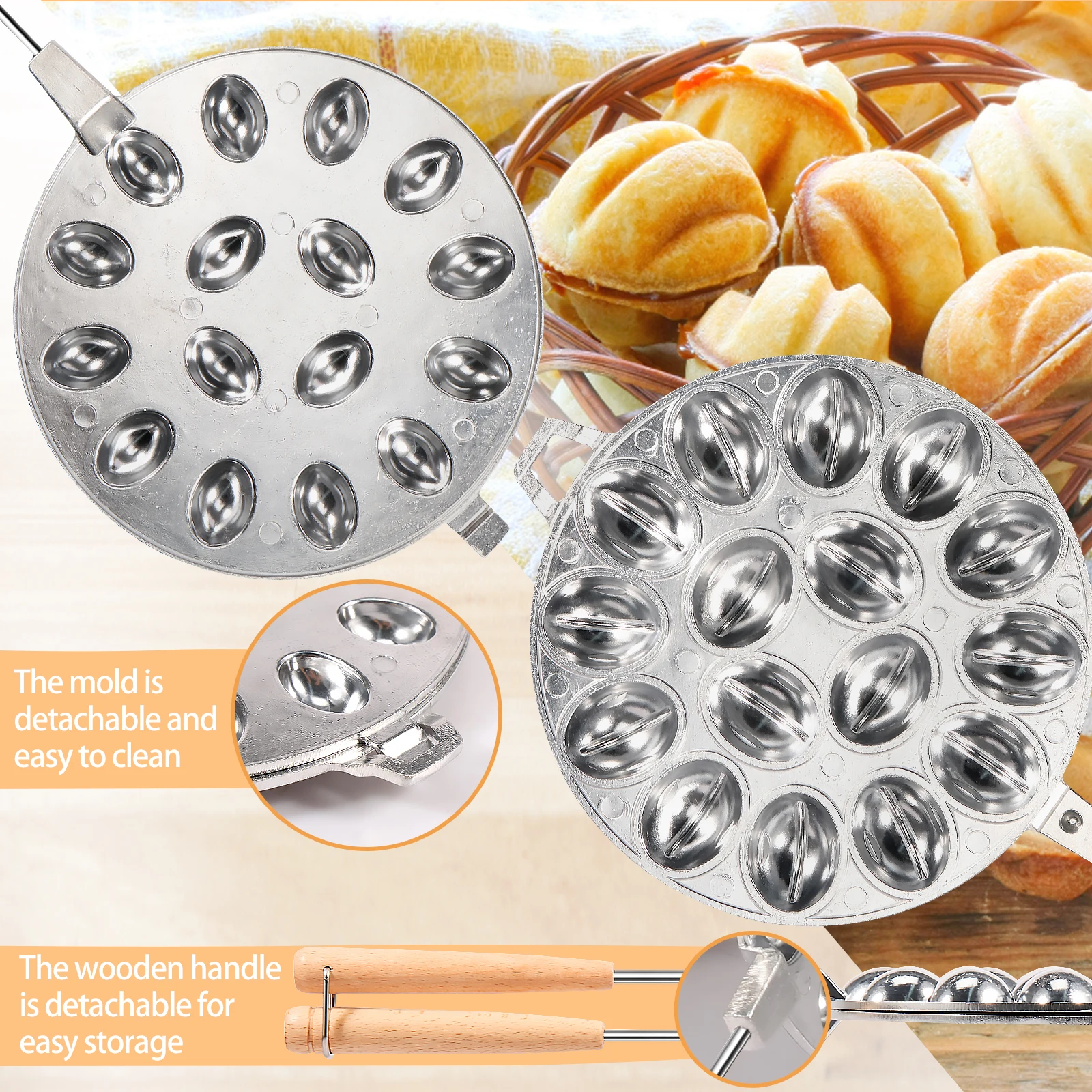 Stampo per biscotti alle noci 16 fori Creatore di biscotti alle noci Stampi per Oreshki antiaderenti Pasticceria Creatore di biscotti alle noci per cuocere gadget da cucina