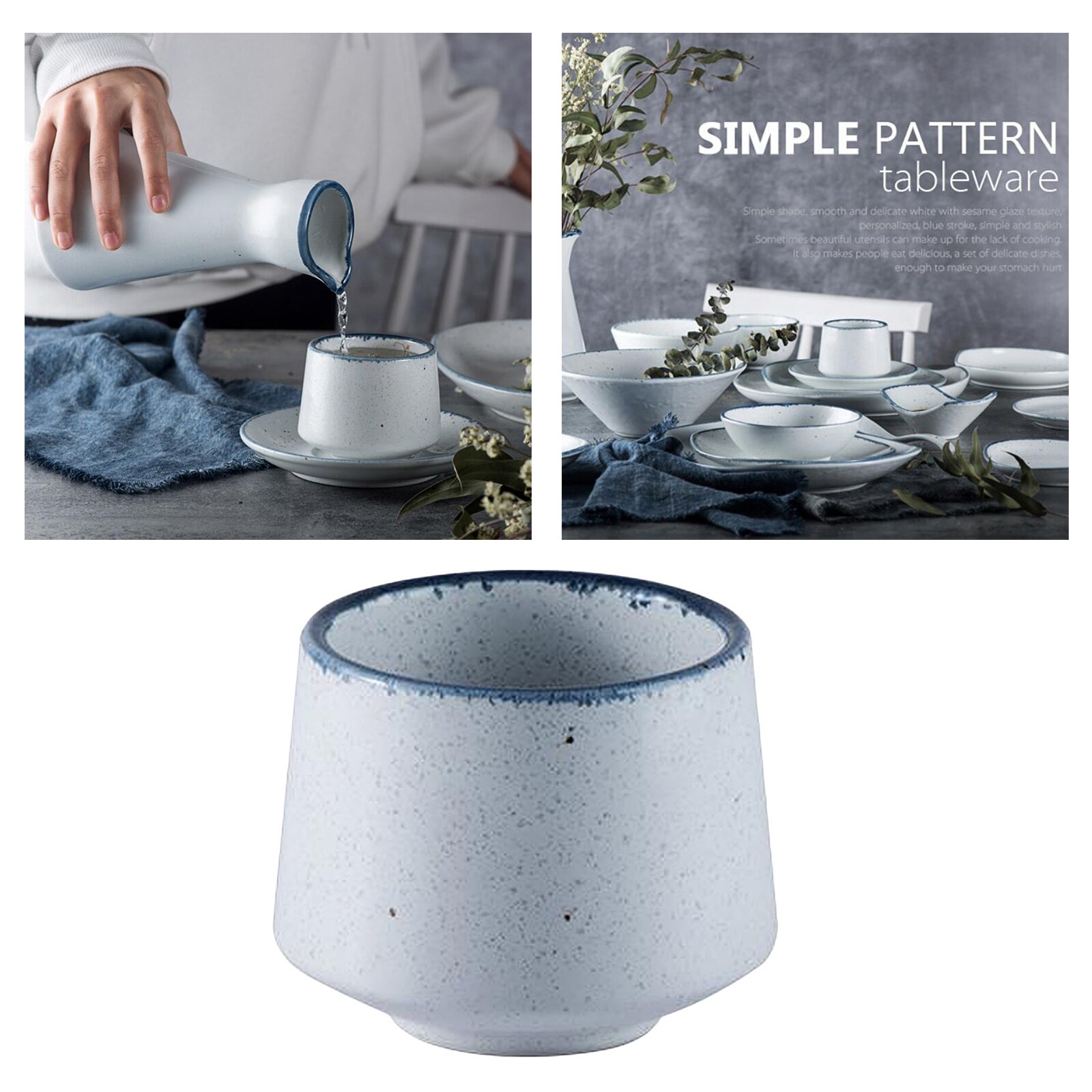 Pottery Chinese Tea Cup Occupied Japan Tea Cups Porcelian Tea Cups Blue: Blue A