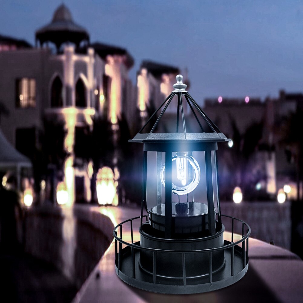 Newest Solar LED Rotating Lighthouse Light Garden Yard Lawn Lamp Lighting Outdoor Home Decor