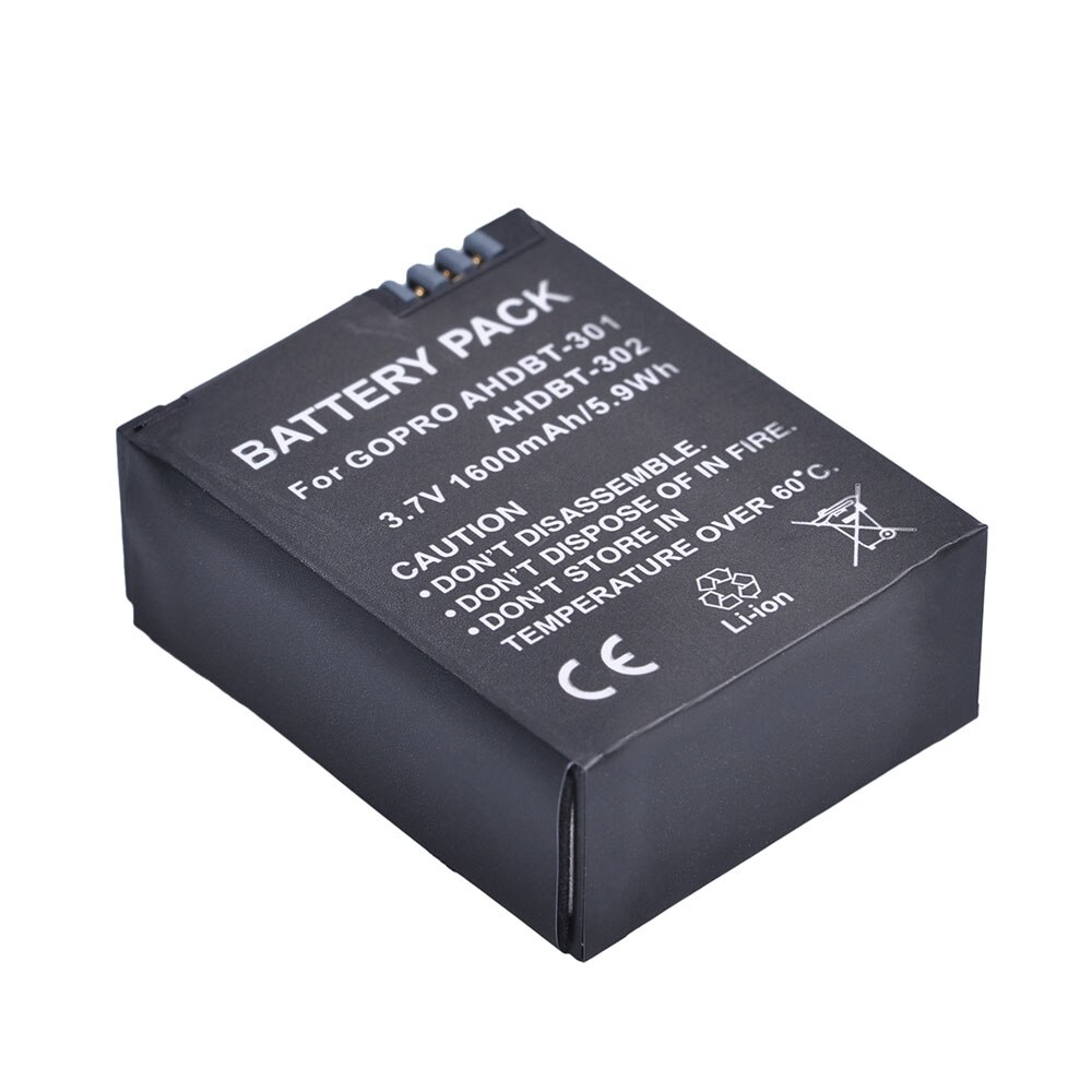 2 uds. De AHDBT-301 de 1600mAh para GoPro Hero 3, batería para cámara GoPro Hero3 Hero 3 +, edición plata HD, color blanco y negro
