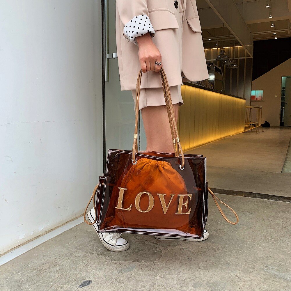 dame sacs à bandoulière transparents pour les femmes sac Transparent été plage sac grands fourre-tout dame voyage sacs à main grande capacité