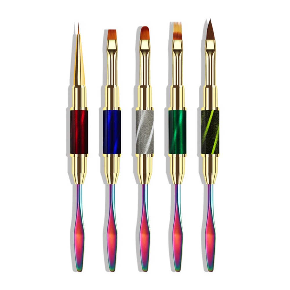 Cat Eye Dual-End Nail Art Pen Kleur Mengen Pen Nail Liner Drawing Pen