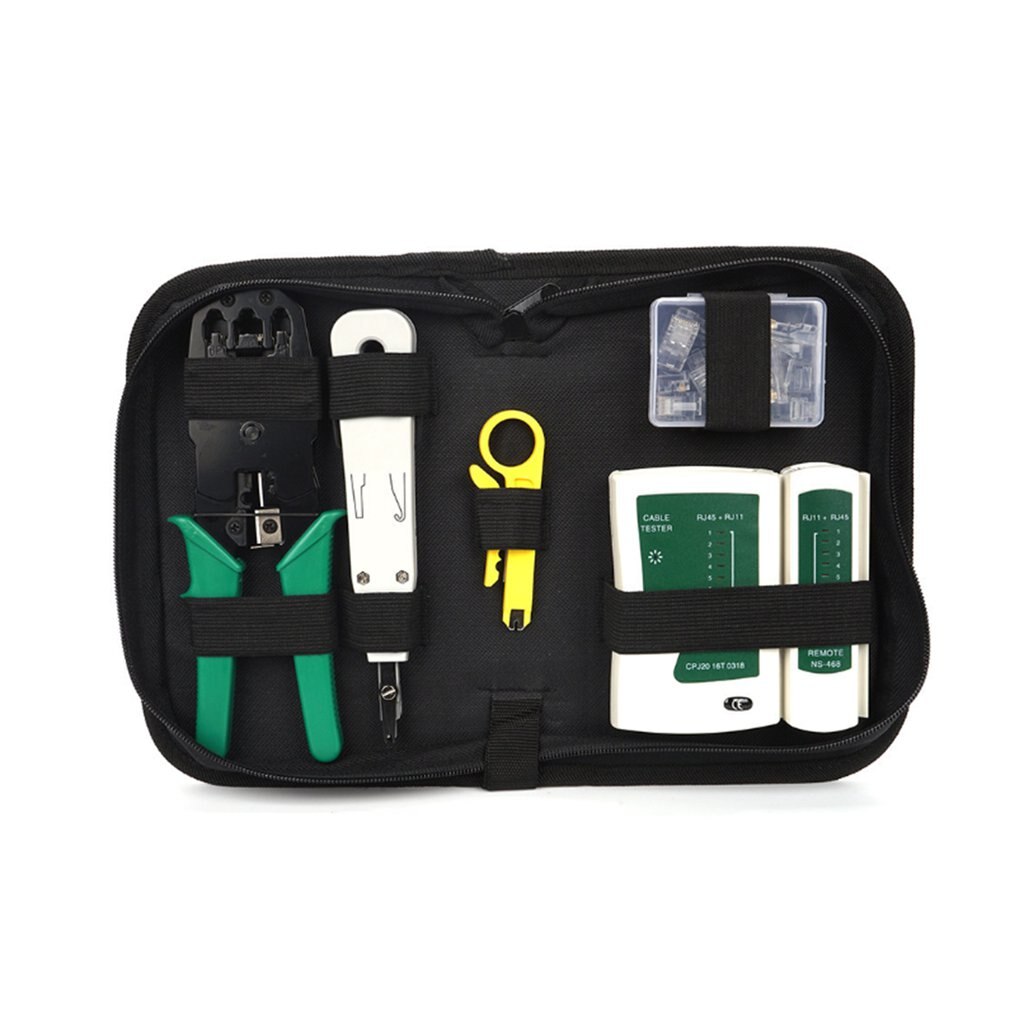 8pcs/Set Computer Network Repair Tool Kit LAN Cable Tester Wire Cutter Screwdriver Pliers Crimping Maintenance Tool Set Bag