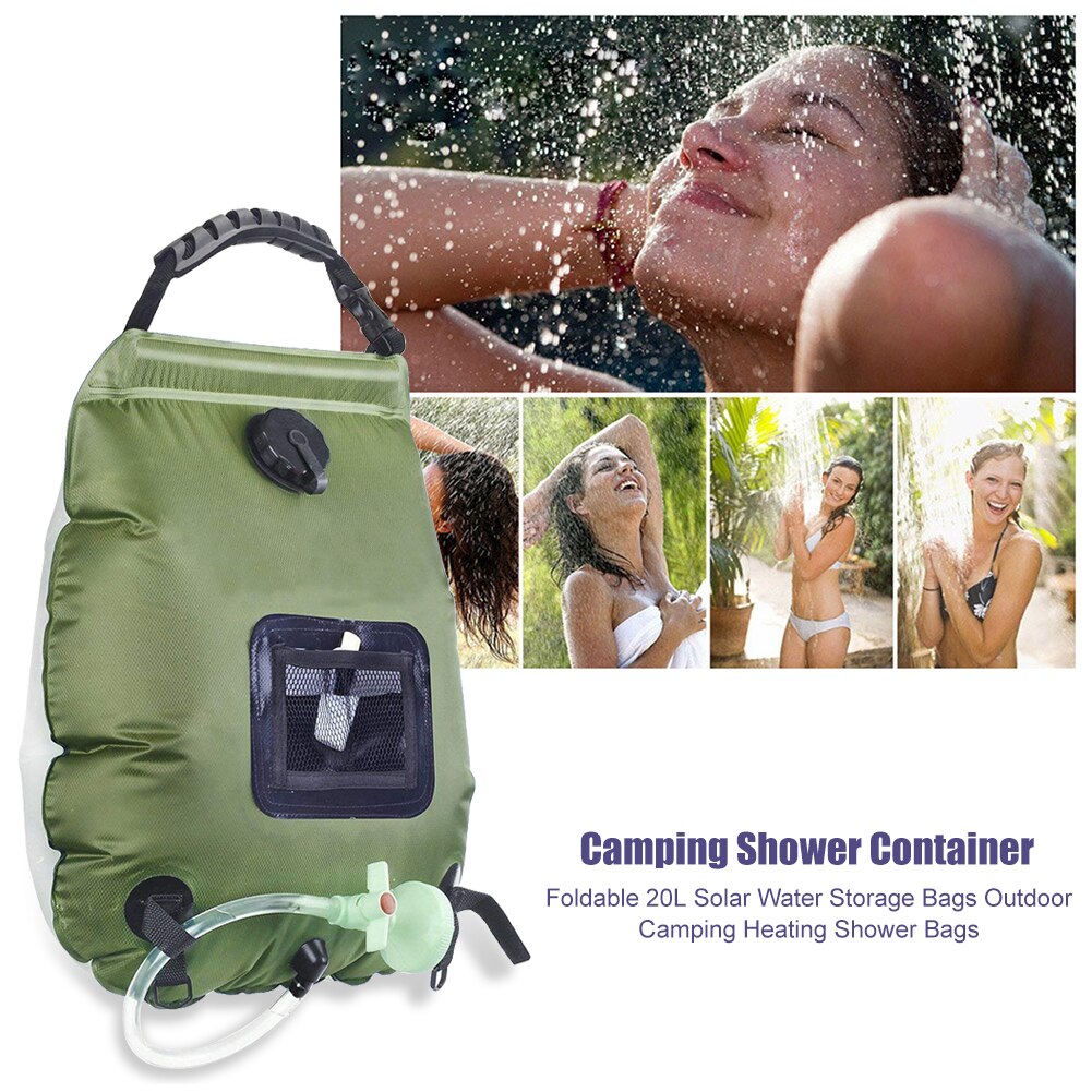 20L draussen Camping Wandern Solar- Dusche Tasche Heizung Camping Dusche Wasser Taschen Klettern Hydratation Tasche Schlauch Umschaltbar Dusche Kopf