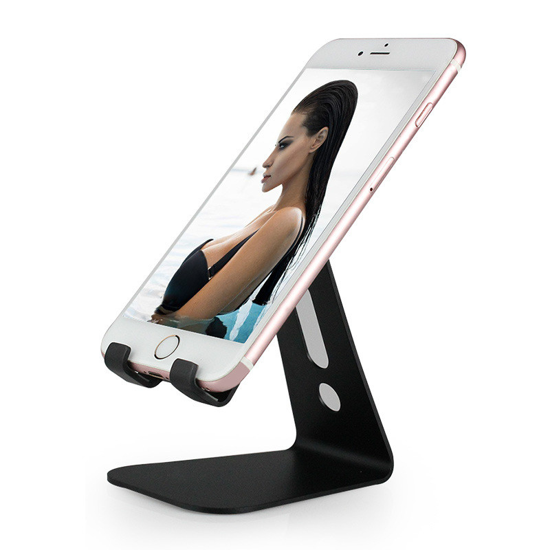 Universal aluminium tablet holder til apple ipad beslag senior metal støtte til iphone x /8 mipad samsung galaxy fane holder holder: Sort