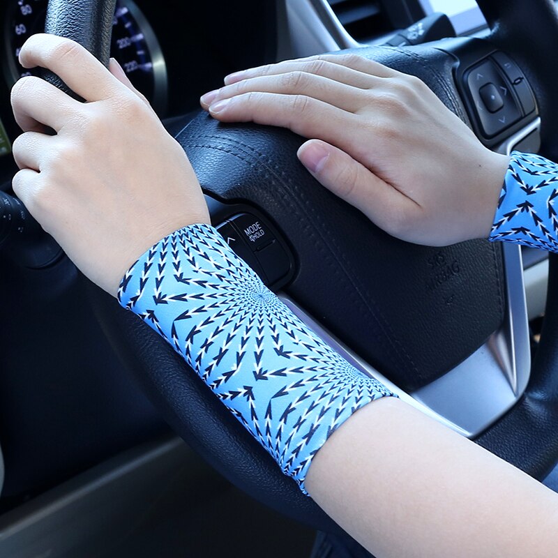 Muñequera elástica de sección delgada para hombre y mujer, guantes decorativos para correr, baloncesto, deportes, cinturón de sudor, protector solar: Sky blue 12cm