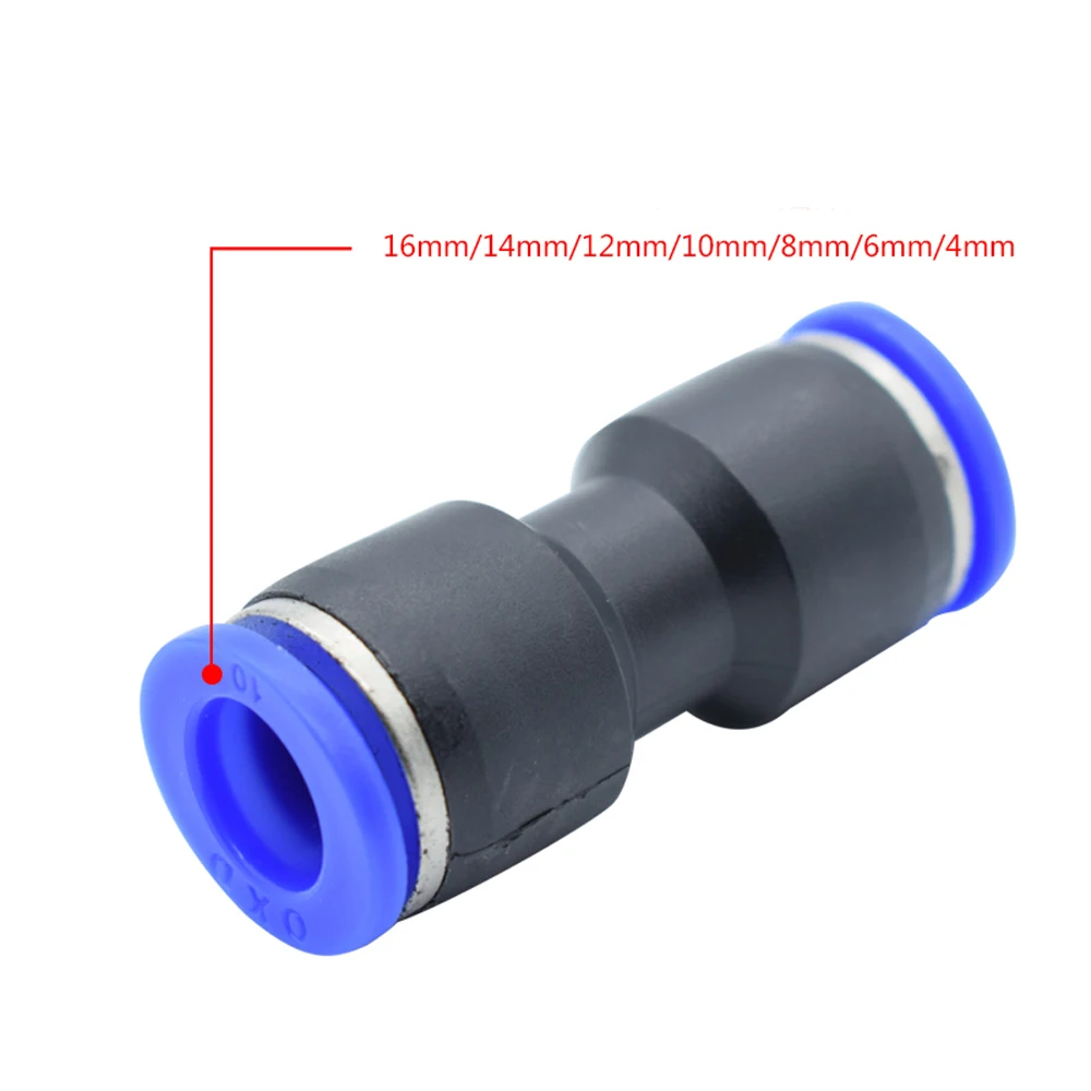 Pneumatische fittingen PU/PG rechte connector 4-16 mm OD slang verminderen 8-6 mm kunststof push-in snelkoppeling luchtfitting sanitair
