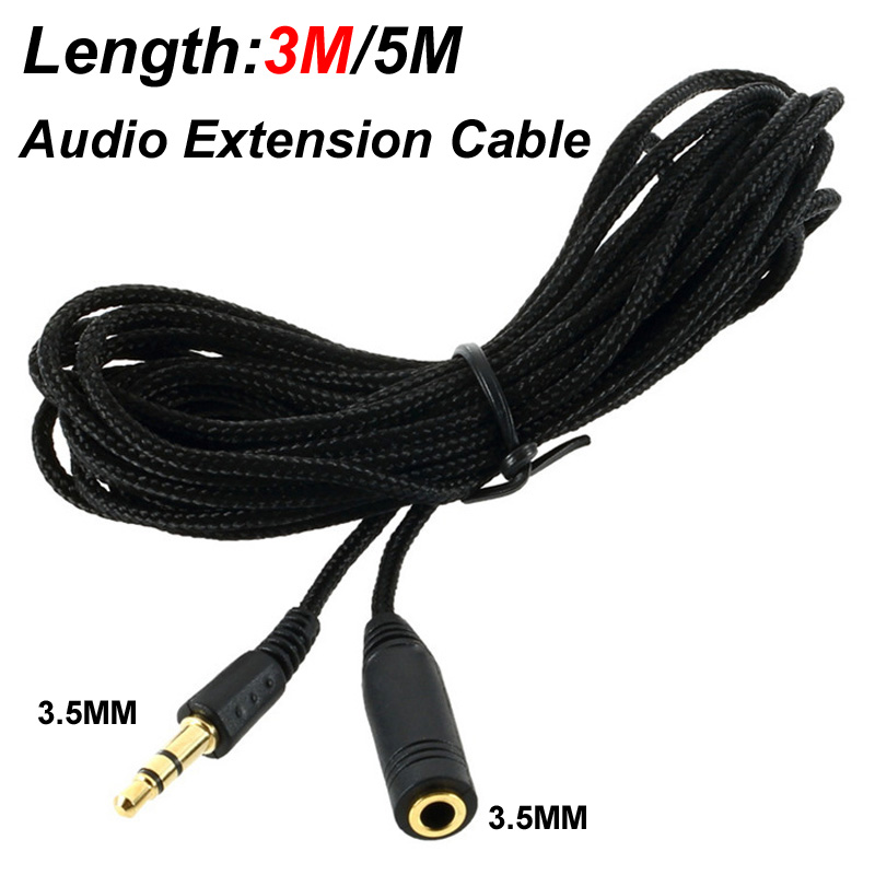5 m/3 m/hoofdtelefoon Verlengkabel 3.5mm Jack Man-vrouw 3.5mm AUX Kabel Audio Stereo Extender Cord Oortelefoon Luidspreker Telefoon