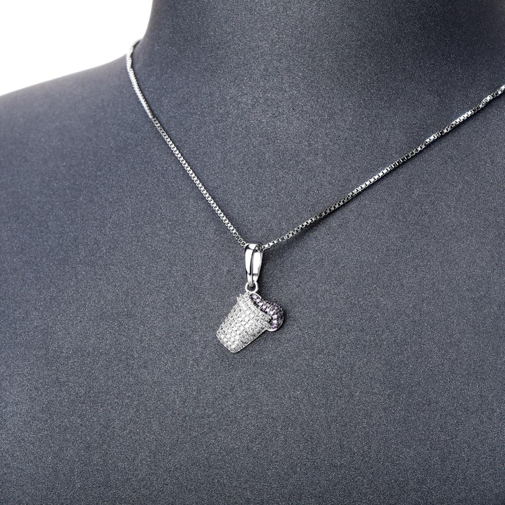 Micro Pave AAA Cubic Zirconia S925 Sterling Silver Bling Ice Out Ice cream Pendants Necklaces for Women Charm Jewelry: Silver