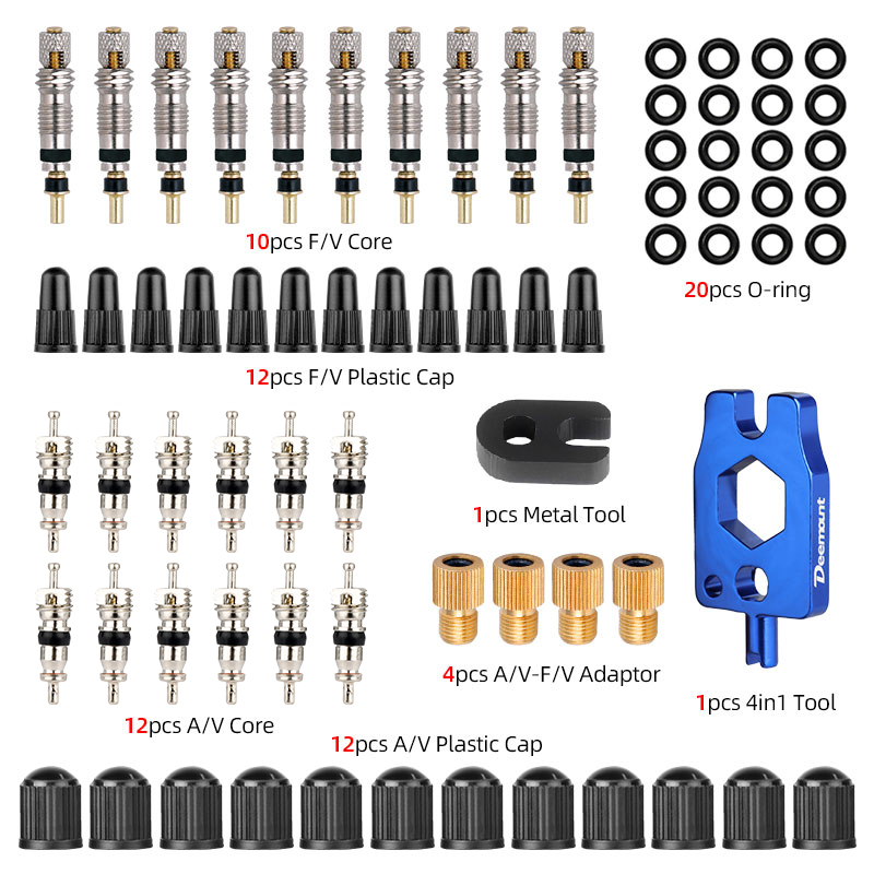 Deemount Messing Presta Ventiel 2/6/12PCS CNC-gefreesd Franse Klep MTB Racefiets FV buizen Service Onderdelen Optioneel Gereedschap: Black