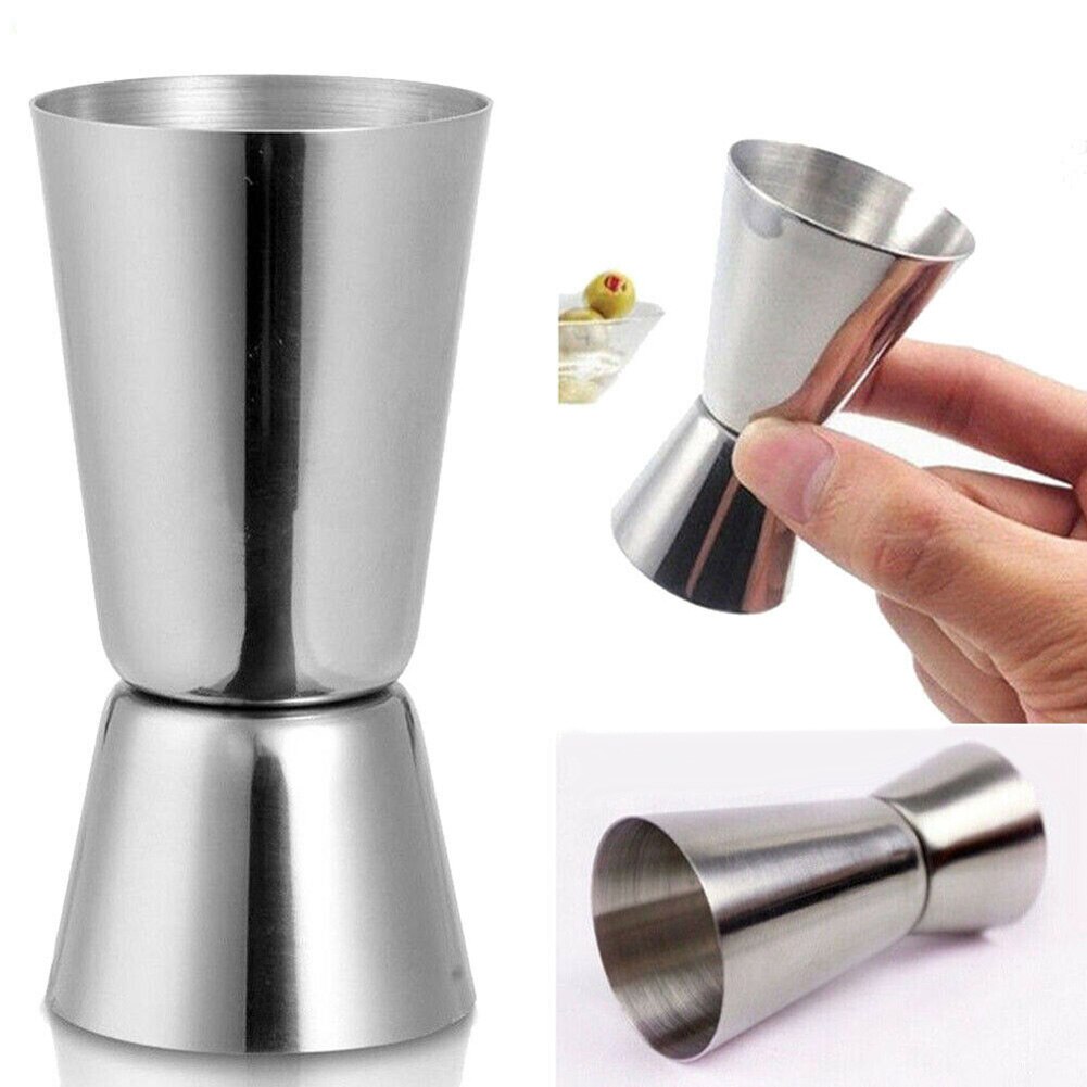 15/30ml Stainless Steel Measure Cup Jigger Single Double Shot Short Cup Tool Double Shot Cocktail Wine Measure Cups Durable Jugs