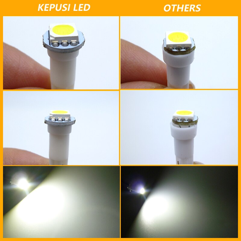 10 pces t5 led 17 37 73 74 smd 5050 auto conduziu a lâmpada do painel carro instrumento lâmpada 12 v branco azul vermelho amarelo verde roxo