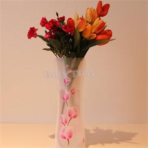 Foldable Reusable Plastic Unbreakable Vase Flower Home Decor Random Color Pattern