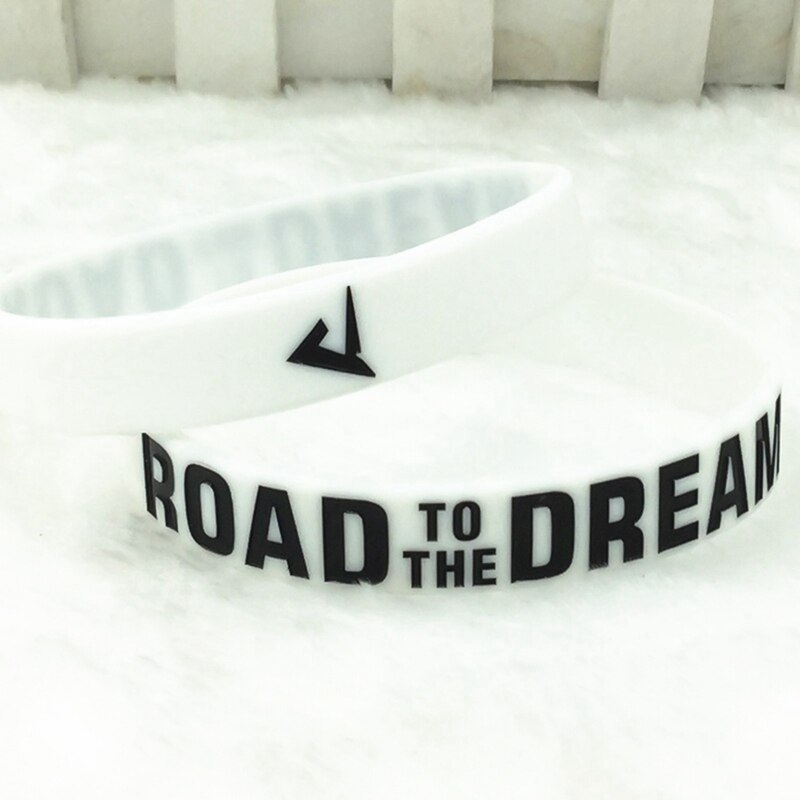 "Road To The Dream""never Give Up"Motivational Bracelets Silicone Rubber Band Elastic Inspirational Bracelets