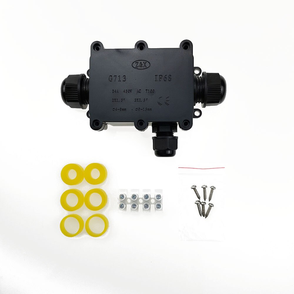 Junction Box IP68 Waterproof UV Sunproof Outdoor Multiple ways Plastic Electrical Junction Box Case Cable Wire Connector Protect: 3P