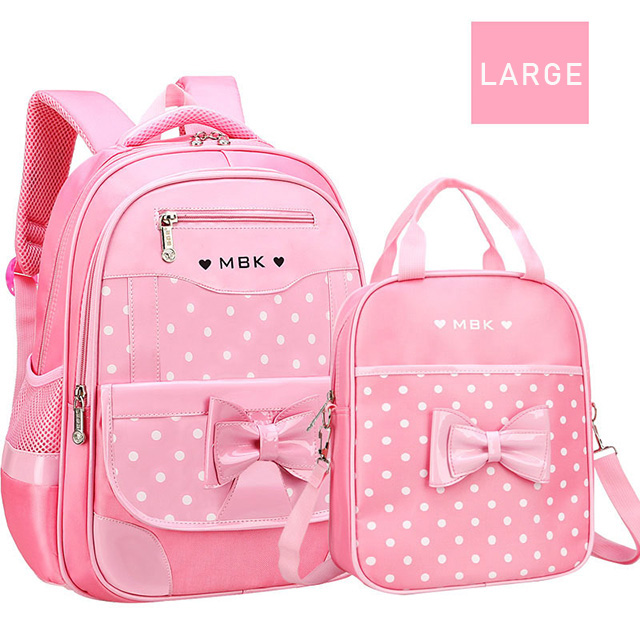 Skoletasker til piger søde søde prinsesse børn rygsæk børn bogtaske grundskole rygsæk høj quatily skoletaske: Stor lyserød håndtaske