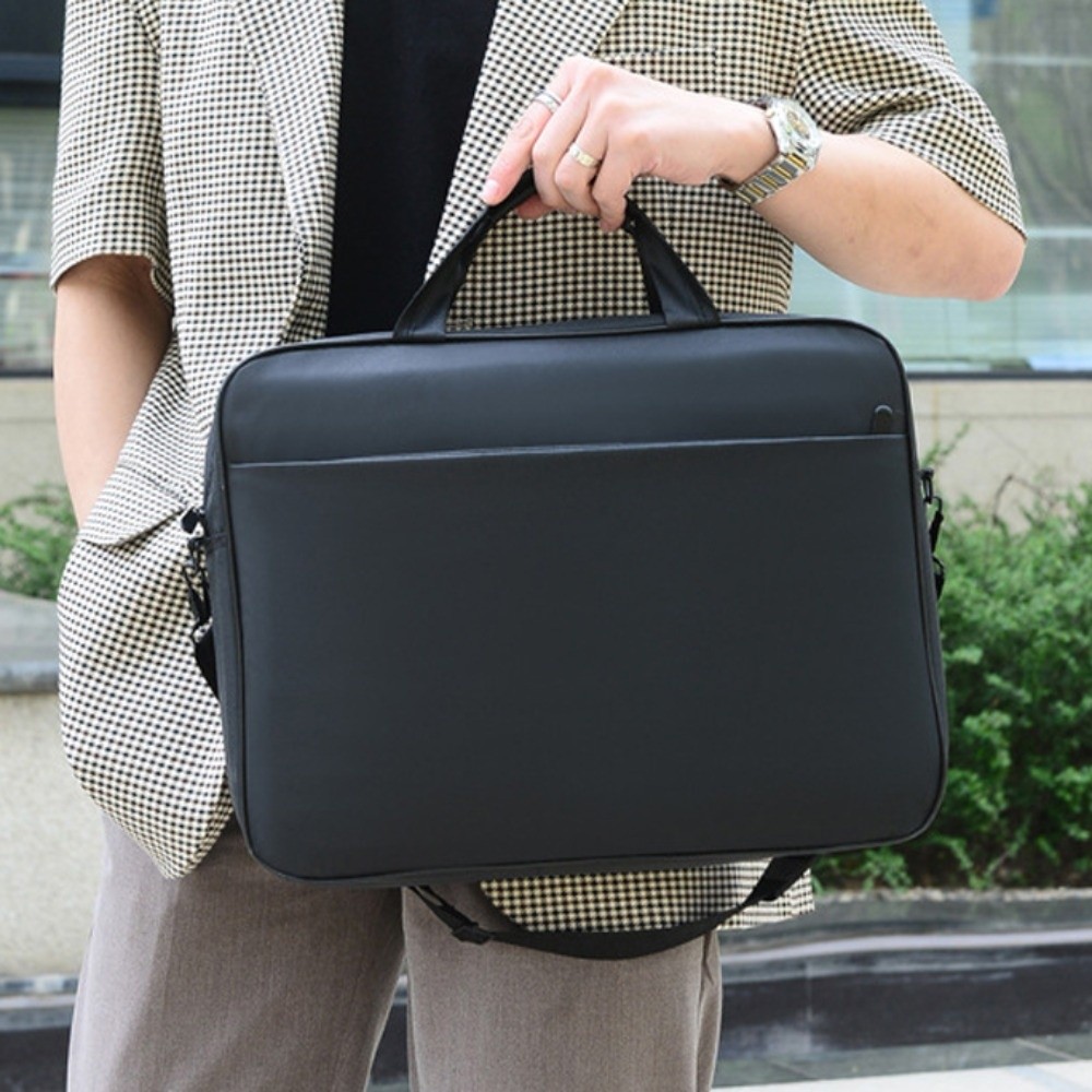 15.6/17 inch zakelijke laptoptas met schouderriem, aktetas, draagbare laptoptas, effen kleur, met handvat, laptopschoudertas