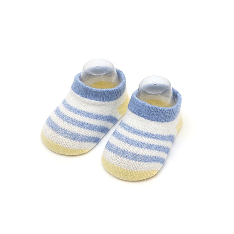 Pasgeborenen Baby Sokken Zomer Gestreepte Mesh Dunne Babysokjes Voor Meisjes Cotton Baby Jongen Peuter Sokken Bebe Leuke Boot sok: striped blue / 0 to 6 months