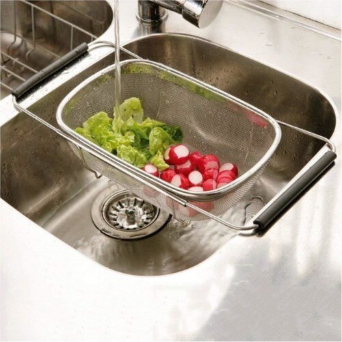 Drainer Stainless Steel Adjustable Sink Type Large Pasta Rice Vegetable Washer Useful Save time