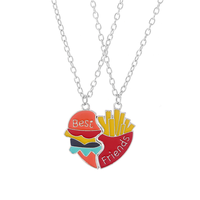 Süße Katze Herz Magnet Halsketten für Frauen Mädchen Kawaii Beste Freunde Neko Hündchen Ebene Anhänger Kette BFF Freundschaft Schmuck: Schwarzes verzinktes