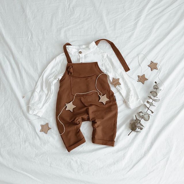 Pasgeboren Baby Jongen Meisje Effen Tuinbroek Bib Broek Romper Overalls Outfits Kleding: Khaki / Pasgeboren